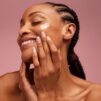 Woman Smiling with pomade on face